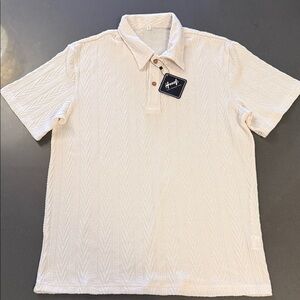 New Hoooyi Cream Knit Polo Shirt for Men